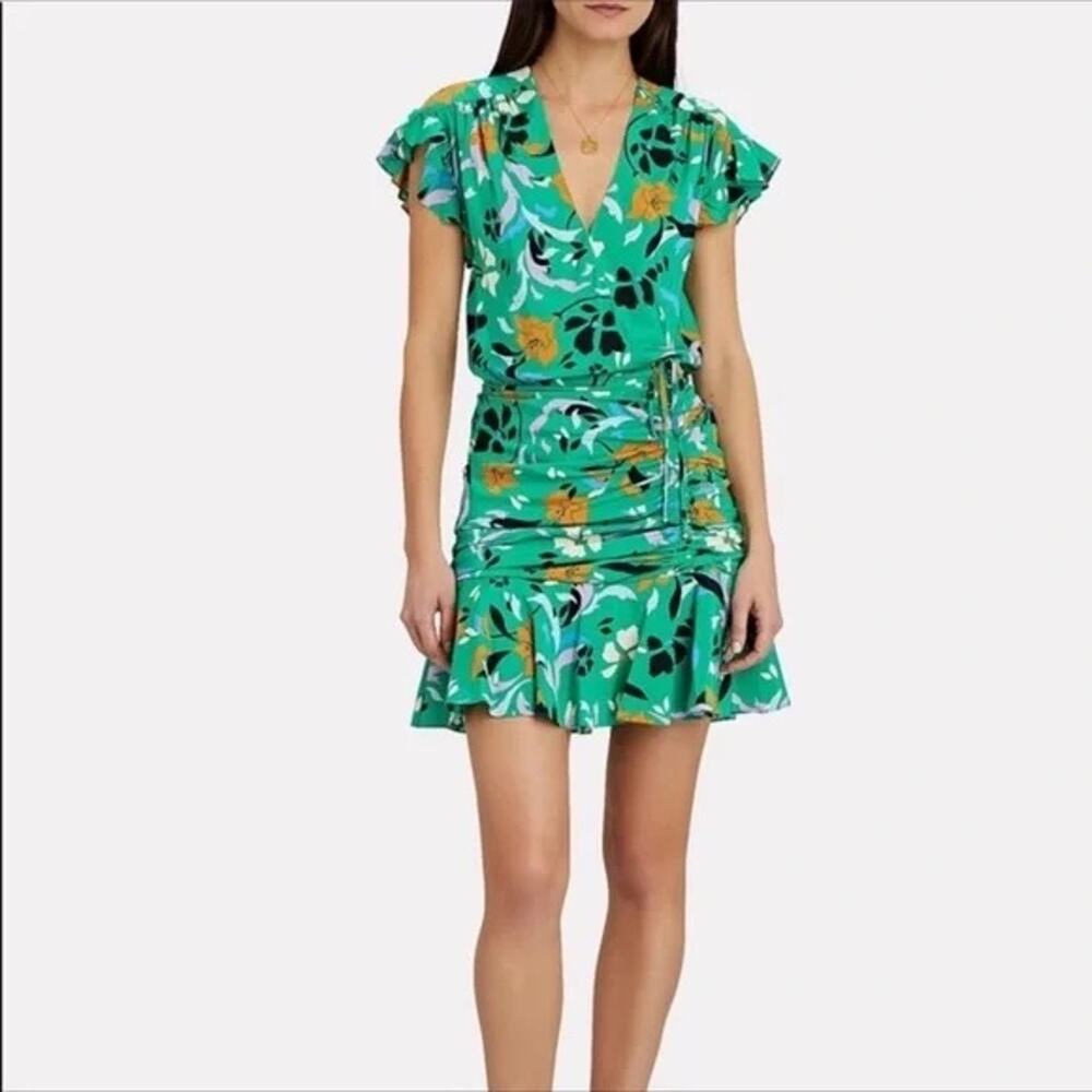 Veronica Beard Green Printed Maria Floral Mini Dress Size 2 - Picture 8 of 10